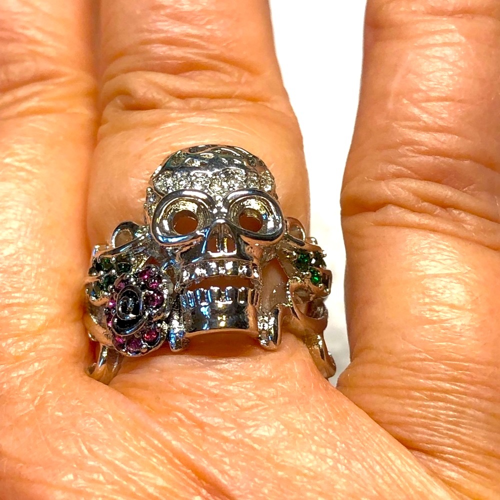 Fancy ladies skull ring -day of the dead /goth